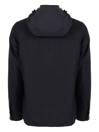 Moorer Wool Blend Jacket Flap Pockets In Blue