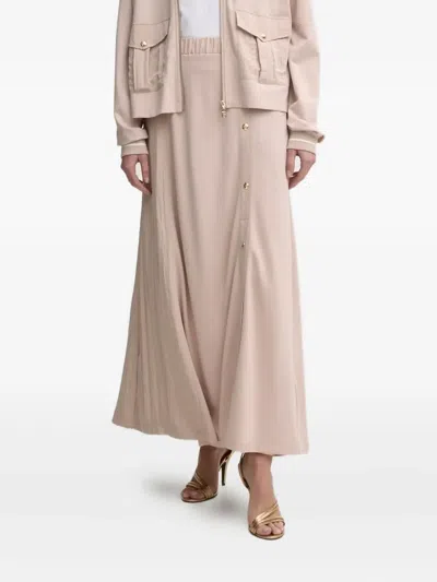 Liu •jo Pleated Button-detailing Midi A-line Skirt In Neutral