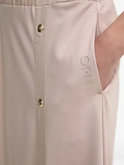 Liu •jo Pleated Button-detailing Midi A-line Skirt In Neutral