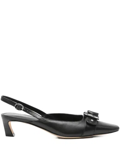 Michael Kors Jaden Kitten Sling Pumps In Black Leather In Black
