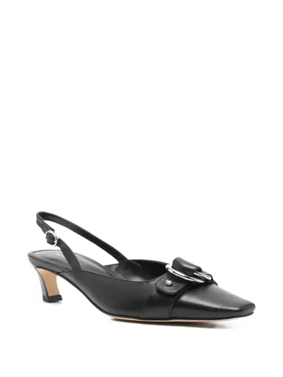 Michael Kors Jaden Kitten Sling Pumps In Black Leather In Black