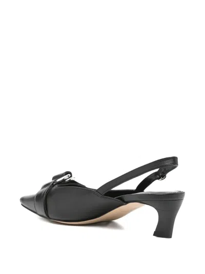 Michael Kors Jaden Kitten Sling Pumps In Black Leather In Black