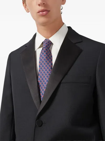 Gucci Interlocking G Silk Tie In Blue