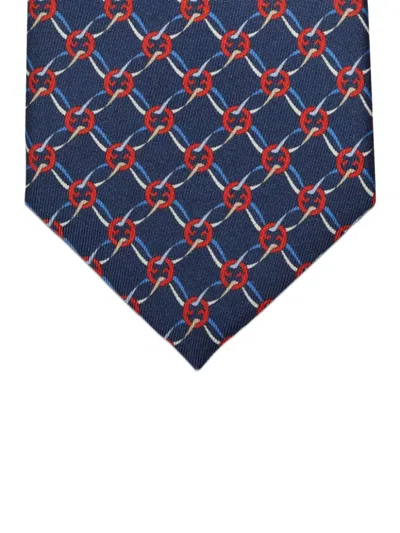 Gucci Interlocking G Silk Tie In Blue