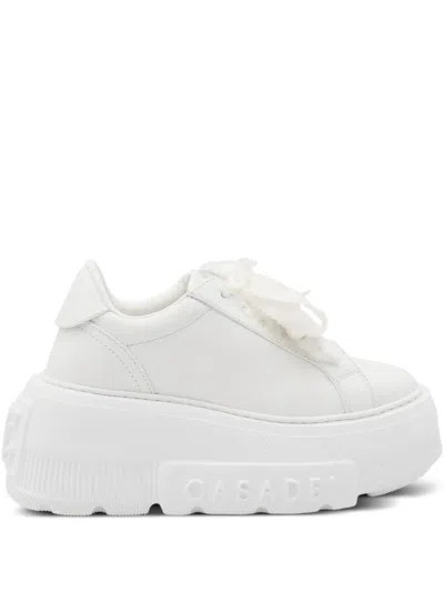 Casadei Low Top Sneakers Platform Sole In White