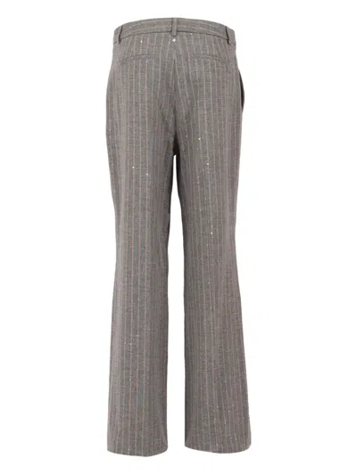 Lorena Antoniazzi Pinstripe Tailored Pants In Luxurious Virgin Wool Blend In Gray