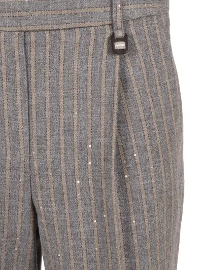 Lorena Antoniazzi Pinstripe Tailored Pants In Luxurious Virgin Wool Blend In Gray