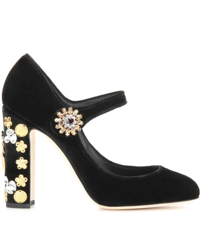 Shop Dolce & Gabbana Exclusive To Mytheresa.com – Embellished Velvet Pumps In Black