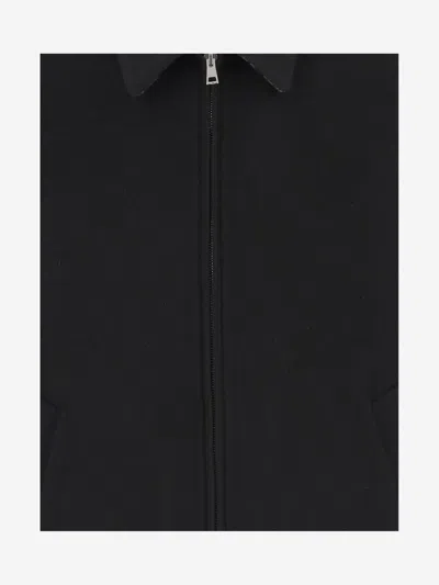 Gucci Men Black Jacket With Classic Collar And Web Motif On The Waist In Cotton Man In Black