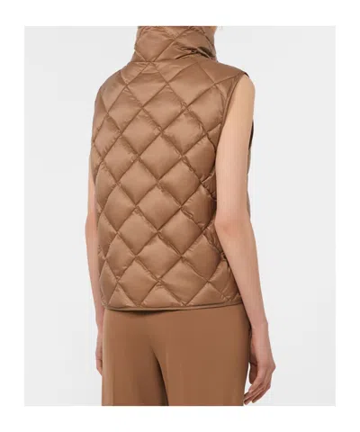 Max Mara Water-repellent Canvas Padded Gilet In Brown