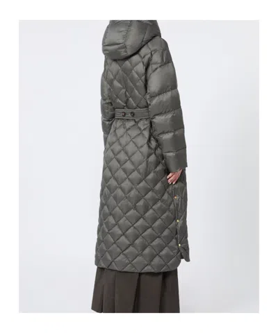 Max Mara Long Quilted Down Jacket In Water-repellent Fabric In Gray