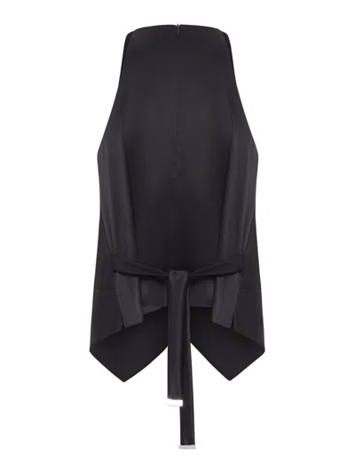 Max Mara Wool And Satin Gabardine Vest In Black