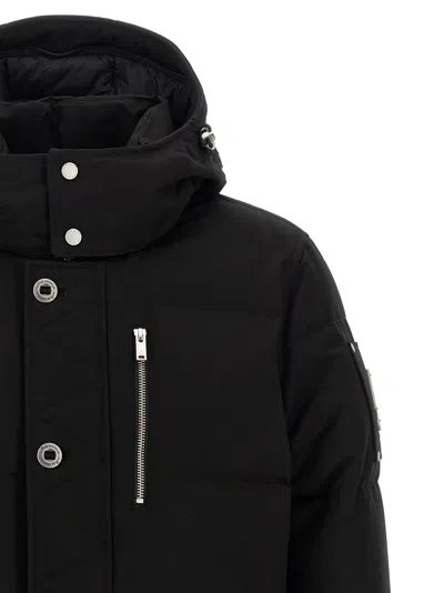 Moose Knuckles Forrestville Black Down Jacket With Fixed Hood And Logo Patch On The Sleeve In Cotton Blend Man In Black