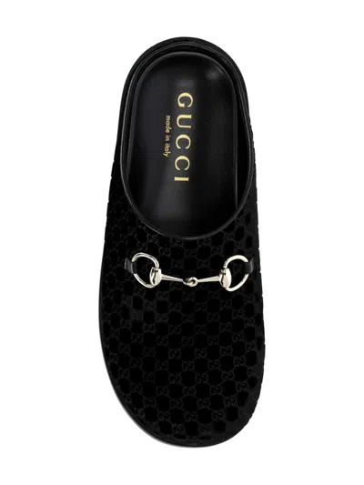 Gucci Gg-pattern Mules In Black