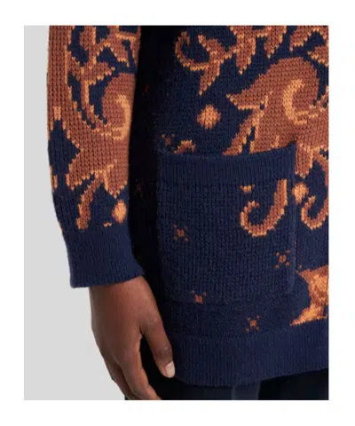 Etro Wool Cardigan In Blue
