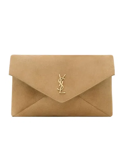 Saint Laurent Cassandre Large Envelope Pouch In Suede