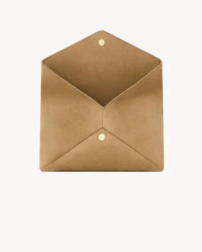 Saint Laurent Cassandre Large Envelope Pouch In Suede