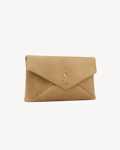 Saint Laurent Cassandre Large Envelope Pouch In Suede