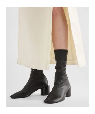 Jil Sander Stylish Ankle Boots Block Heel In Black