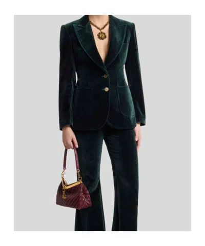 Etro Cotton-blend Velvet Blazer In Green