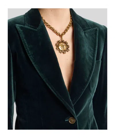 Etro Cotton-blend Velvet Blazer In Green
