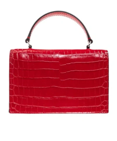 Tory Burch Kira Mini Croc-embossed Leather Top-handle Bag In Red