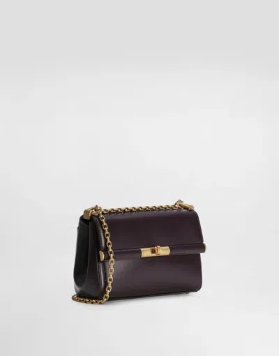 Dolce & Gabbana Women Aubergine Leather Mini Marlene Shoulder Bag In Purple