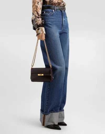 Dolce & Gabbana Women Aubergine Leather Mini Marlene Shoulder Bag In Purple