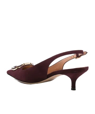 Ferragamo Leather Gancini Slingbacks In Burgundy