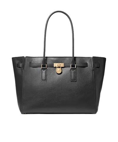 Michael Kors Hamilton Moderne Large Leather Tote Bag In Black