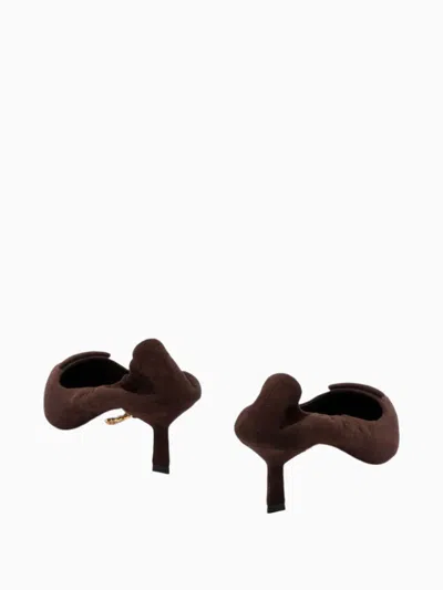 Prada Suede Kitten Heel Pumps With Pointed Toe In Brown