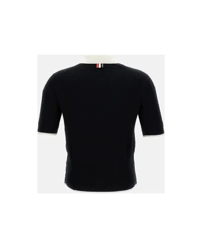 Thom Browne Keyhole Cashmere Polo Shirt In Black