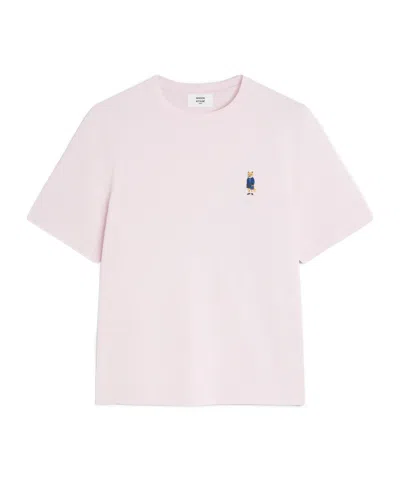 Maison Kitsuné Light Pink T-shirt With Logo Patch In Black