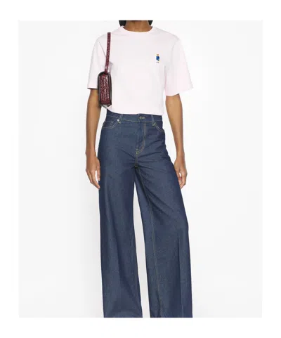 Maison Kitsuné Light Pink T-shirt With Logo Patch In Black