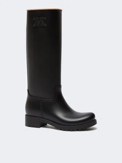 Max Mara Monogram Rain Boots In Black
