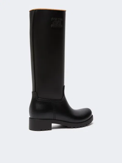 Max Mara Monogram Rain Boots In Black