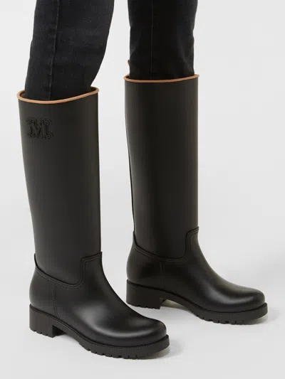 Max Mara Monogram Rain Boots In Black