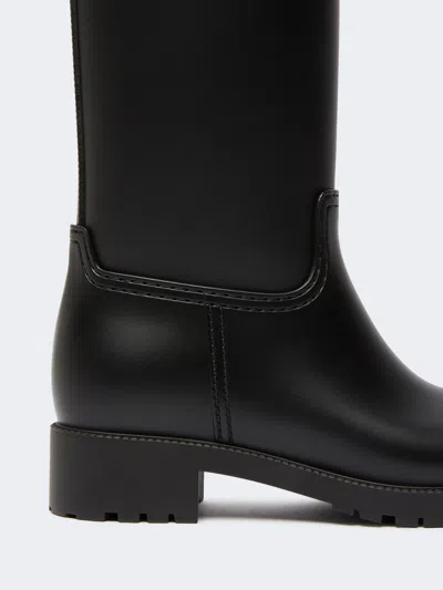 Max Mara Monogram Rain Boots In Black