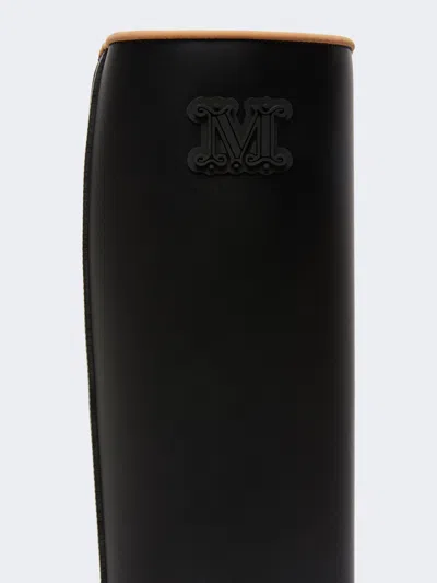 Max Mara Monogram Rain Boots In Black
