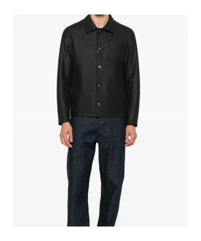 Herno Button-fastening Patch-pocket Jacket In Black