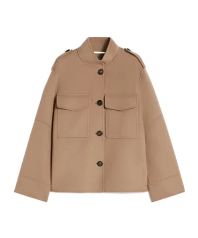 Max Mara Wool Drap Jacket In Brown