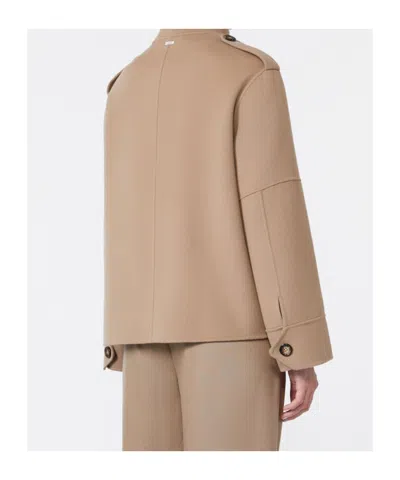 Max Mara Wool Drap Jacket In Brown