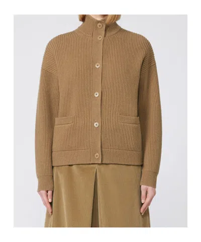 Max Mara Rib-knit Wool And Cashmere Bomber Jacket In Brown