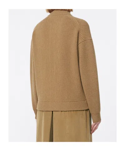 Max Mara Rib-knit Wool And Cashmere Bomber Jacket In Brown