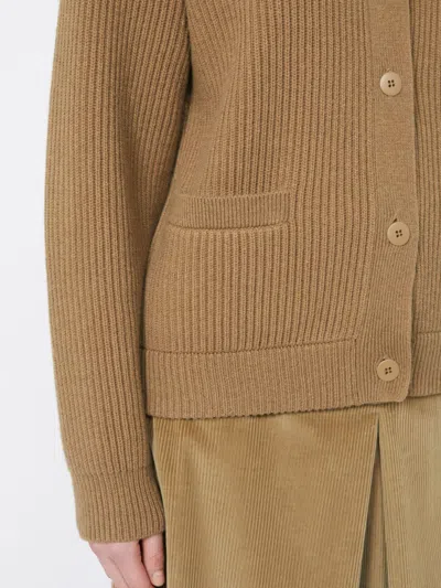 Max Mara Rib-knit Wool And Cashmere Bomber Jacket In Brown