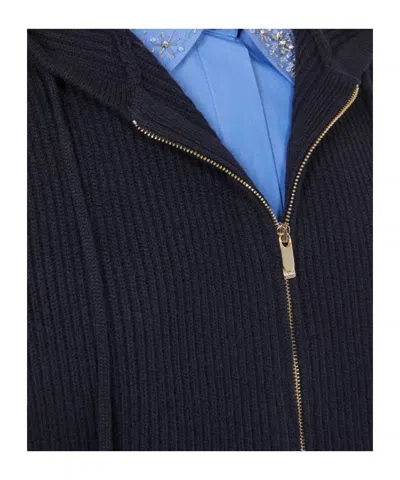 Max Mara Wool And Cashmere Hooded Gilet In Blue