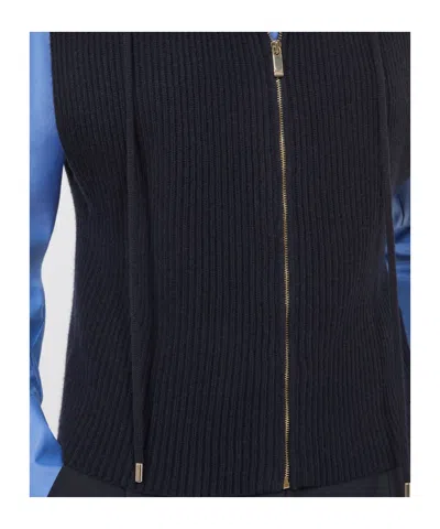 Max Mara Wool And Cashmere Hooded Gilet In Blue
