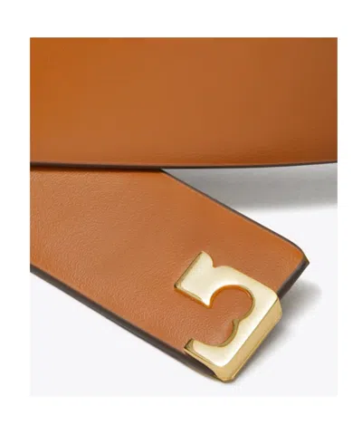 Tory Burch Leather Rectangle-buckle Belt In Brown