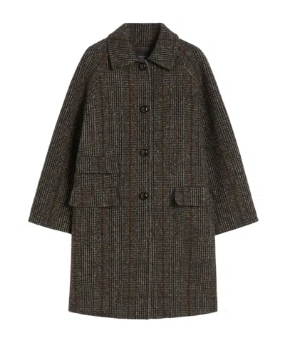 Weekend Max Mara Omens Chocolate Pitone Raglan-sleeves Wool-blend Coat In Gray