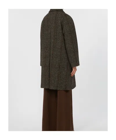 Weekend Max Mara Omens Chocolate Pitone Raglan-sleeves Wool-blend Coat In Gray
